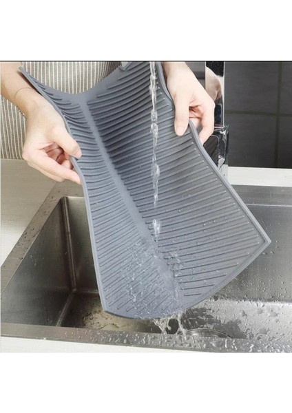 Luxury Büyük Boy Silikon Bulaşık Kurutma Matı Bulaşıklık Bulaşık Kurutma Matı Antrasit 1 Adet modelleri