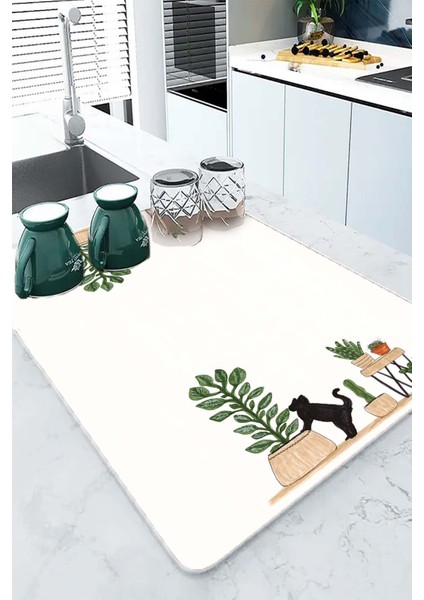 Luxury Yıkanabilir Bulasik Kurutma Mati Kurulama Bezi Kurutma Örtüsü Tezgah Üstü Bulaşıklık 40X50 cm 1 Adet