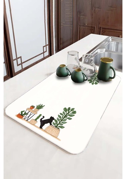 Luxury Yıkanabilir Bulasik Kurutma Mati Kurulama Bezi Kurutma Örtüsü Tezgah Üstü Bulaşıklık 40X50 cm 1 Adet
