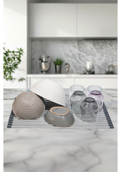Luxury Lavabo Üstü Katlanabilen Çok Amaçlı Mutfak Matı Süzgeç ve Nihale 1 Adet