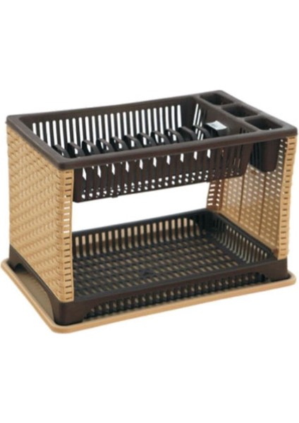 Luxury Plastik Tabaklık Bulaşıklık Örgü Rattan 2 Katlı SP-180 1 Adet