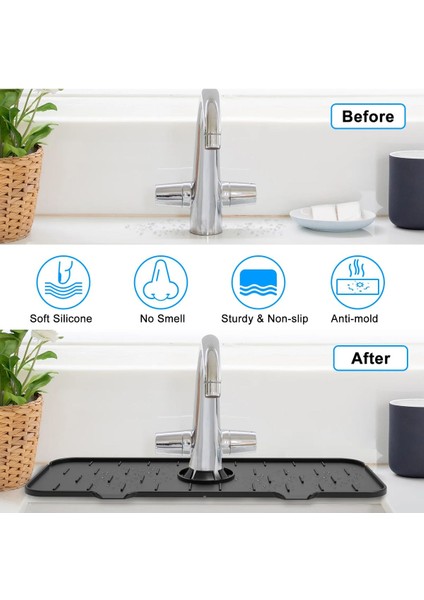 Luxury Su Emici Mat – Musluk Çevresi ve Lavabo Yüzeyi Için Aşınmaya Dayanıklı, Kolay Temizlenebilir Ped 1 Adet
