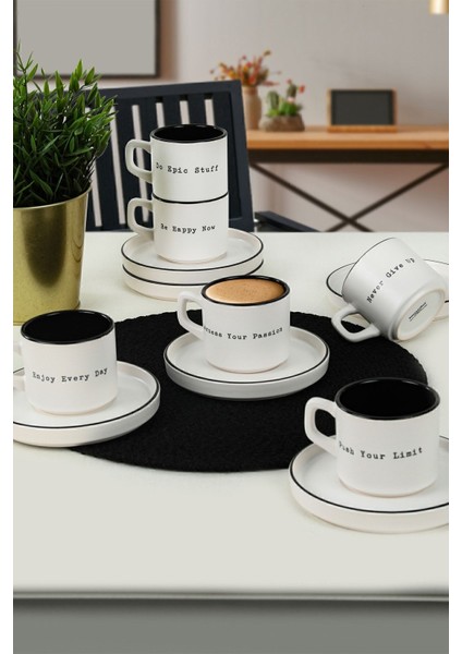 Luxury Motto Stackable Çay Takımı 12 Parça 6 Kişilik 1 Adet