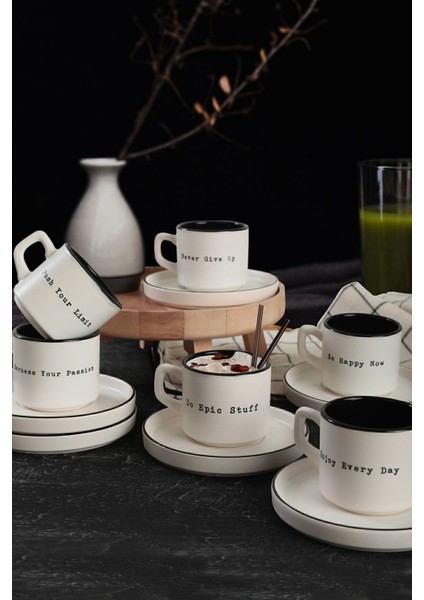 Luxury Motto Stackable Çay Takımı 12 Parça 6 Kişilik 1 Adet