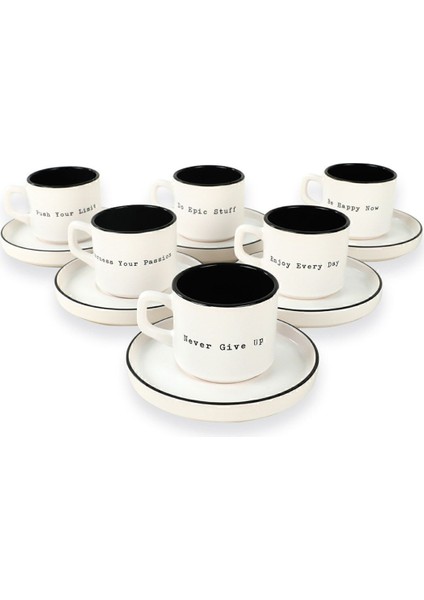 Luxury Motto Stackable Çay Takımı 12 Parça 6 Kişilik 1 Adet