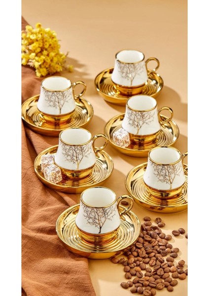 Luxury Hayat Ağacı Desenli 6 Kişilik Türk Kahvesi Takımı 1 Adet fiyatları
