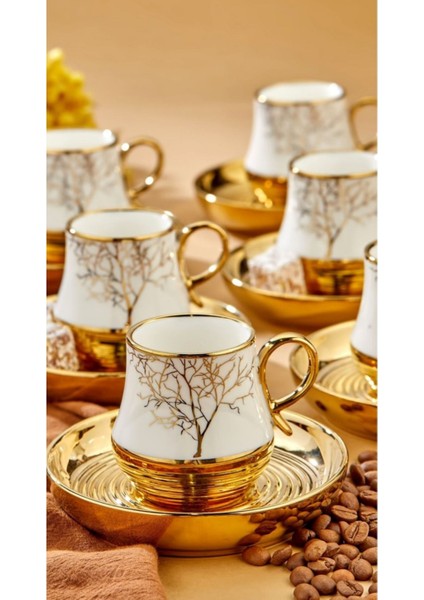 Luxury Hayat Ağacı Desenli 6 Kişilik Türk Kahvesi Takımı 1 Adet modelleri