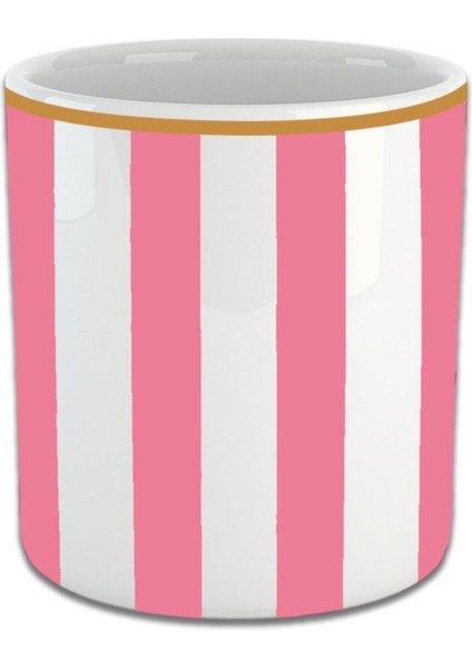 Luxury Pembe Beyaz Çizgili Double Fincan Espresso Double Türk Kahve Fincan Kahve Kupası 1 Adet