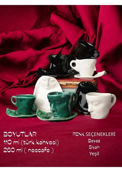 Luxury Romeo & Juliet Kupa 2’li Set - 260 ml ve 110 ml Bardak Kupa Seti Kahve Sunum 1 Adet