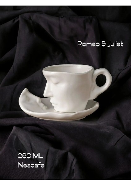 Luxury Romeo & Juliet Kupa 2’li Set - 260 ml ve 110 ml Bardak Kupa Seti Kahve Sunum 1 Adet