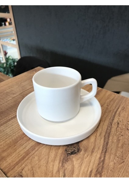 Luxury Stackable Çay/nescafe Fincanı Tabaklı Beyaz 1 Adet