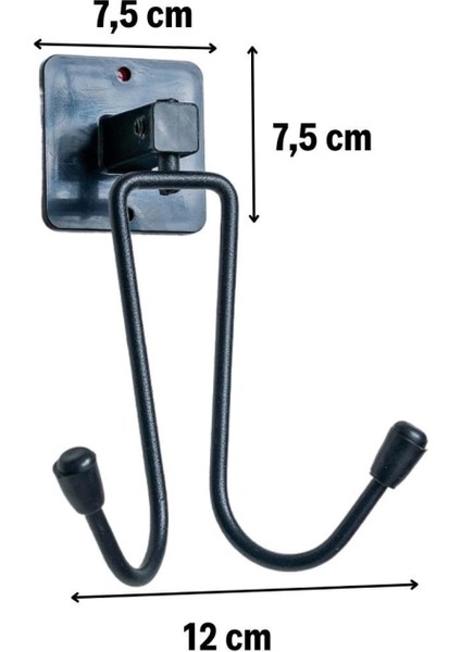 Kendiliğinden Yapışkanlı Siyah Paslanmaz Metal Bornoz ve Havlu Askılığı