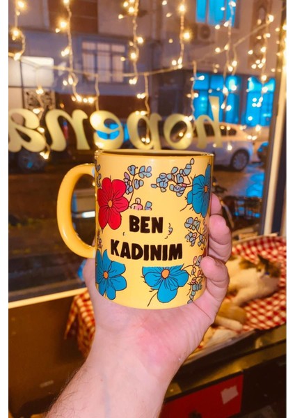 Luxury Ben Kadınım Full Baskılı Mükremin Sarı Porselen Kupa Bardak 1 Adet