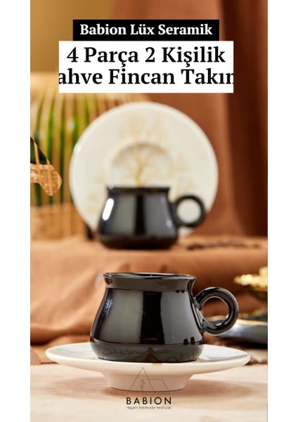 Luxury Shine Lüx 2 Kişilik Kahve Fincan Takımı, Hediyelik Türk Kahvesi Fincan Seti 1 Adet