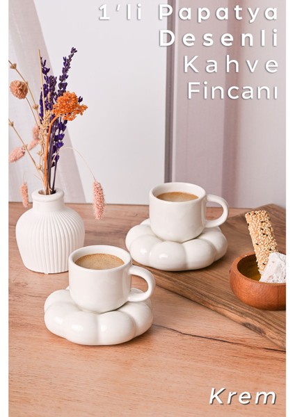Luxury Papatya Tasarımlı Kahve Fincanı 95 ml - Modern ve Şık Sunum | 1 Adet 1 Adet