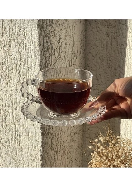 Luxury 12 Parça Incili Boncuklu Nescafe ve Çay Fincanı Takımı 1 Adet