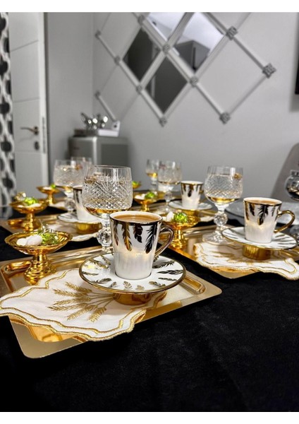 Luxury Porselen 6'lı Içe Geçmeli Kahve Fincan Takımı 1 Adet