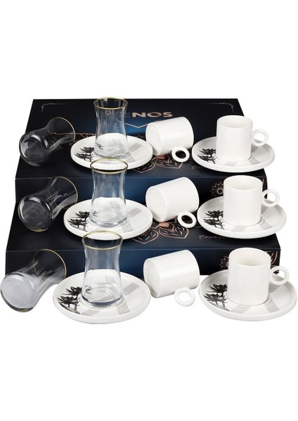 Luxury Black 18 Parça Fincan ve Çay Seti 1 Adet