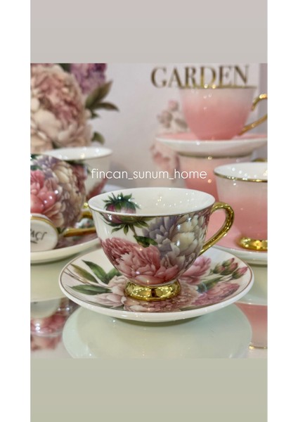 Luxury Çiçek Yaldızlı 6 Kişilik Fincan Takımı (Garden) 1 Adet