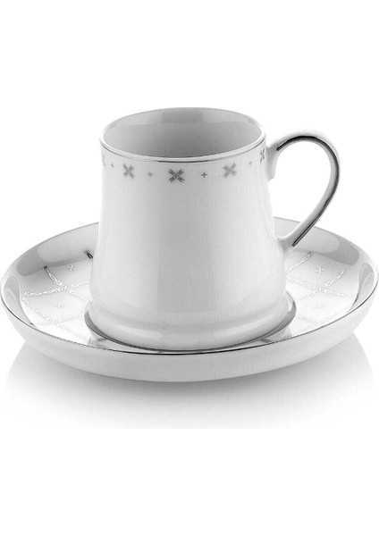Luxury Ottoman Kahve Fincan Takımı - 6'lı - 12 Parça - Gümüş 1 Adet