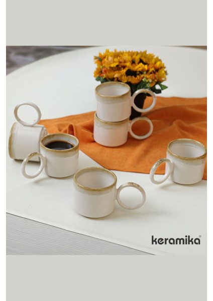 Luxury Stackable Halka Kulplu 6 Lı Fincan 08 cm Reaktif Shızen 1 Adet