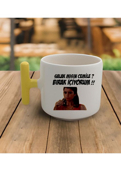 Luxury Latte & Espresso El Yapımı Aşkı Memnu Bihter Motto Sarı Kulp Kupa 200 ml 1 Adet