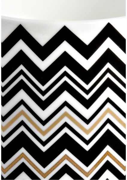 Luxury Zig-Zag Altın Kahve Fincanı ve Tabağı 6'lı Set Retro Şıklık ve Altın Detaylarla Tasarlanmış 1 Adet