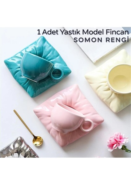 Luxury Mona 1 Adet Yastık Model Kahve Fincanı | Minder Figürlü Türk Kahvesi Fincanı 90 ml 1 Adet