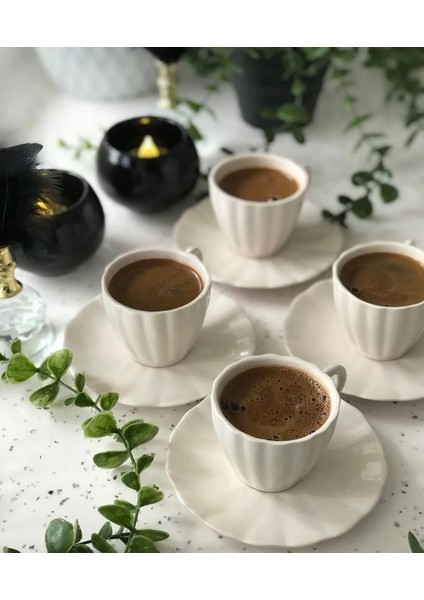 Luxury 6 Kişilik 12 Parça Desenli Türk Kahvesi Fincan Takımı 1 Adet