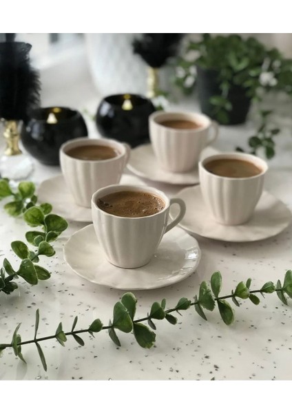 Luxury 6 Kişilik 12 Parça Desenli Türk Kahvesi Fincan Takımı 1 Adet