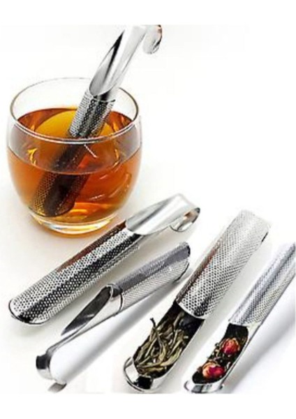 Luxury Paslanmaz Çelik Çay Süzgeci Obsterm Dik Çay Difüzör Asılı Kanca Kolu Çubuk Boru Demleme Süzgeci 1 Adet