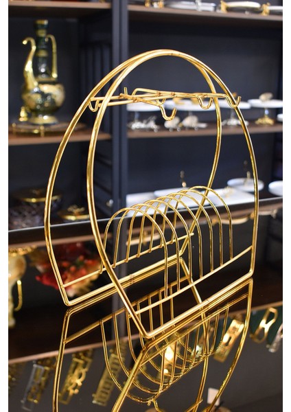 Luxury 6'lı Dekoratif Fincan Askılığı - Vip Gold Metal Sunumluk Fincan Standı 1 Adet modelleri