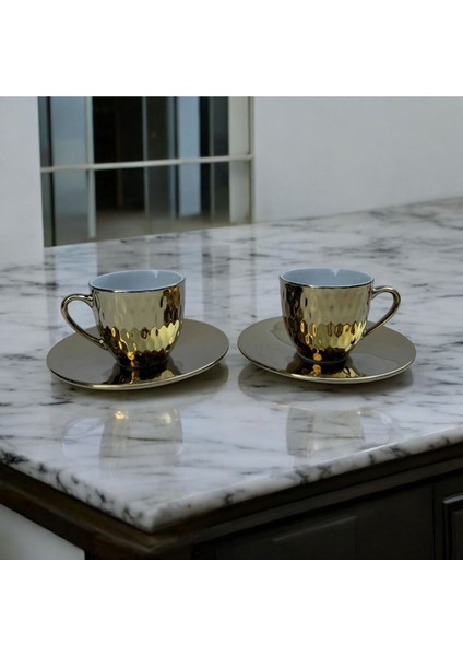 Luxury Bernardo Porselen 2 Li Kahve Fincan Takımı Gold 1 Adet