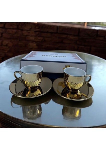 Luxury Bernardo Porselen 2 Li Kahve Fincan Takımı Gold 1 Adet