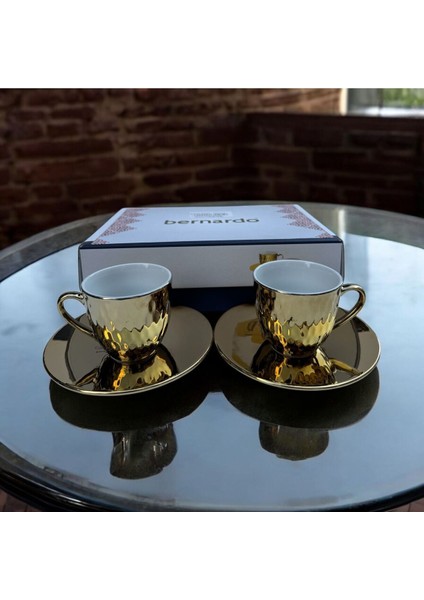 Luxury Bernardo Porselen 2 Li Kahve Fincan Takımı Gold 1 Adet