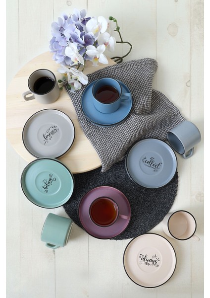 Luxury Rainbow Motto Stackable Çay Takımı 12 Parça 6 Kişilik 1 Adet