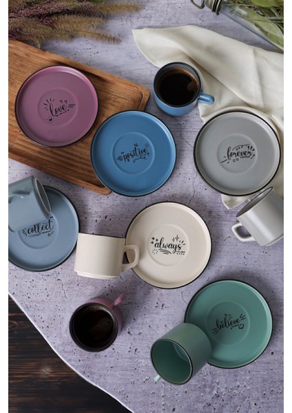 Luxury Rainbow Motto Stackable Çay Takımı 12 Parça 6 Kişilik 1 Adet