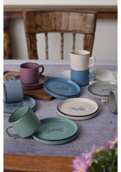 Luxury Rainbow Motto Stackable Çay Takımı 12 Parça 6 Kişilik 1 Adet