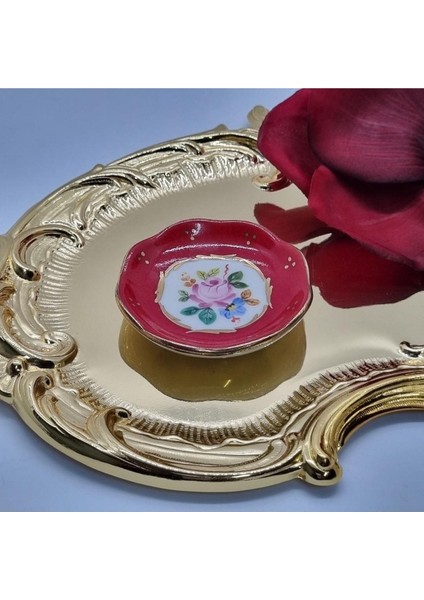 Luxury El Boyaması Çiçek Lokumluk Kırmızı 1 Adet