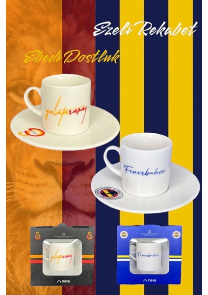Luxury Gs-Fb Lisanslı Set Özel Kutusunda Kahve Fincan Seti 2 Farklı Takım Babalara Hediye Ezeli Rekabet 1 Adet