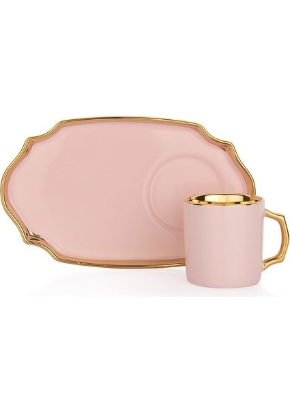 Luxury Goldie 6 Kişilik Kahve Fincan Seti 12 PARÇA-PEMBE02 1 Adet