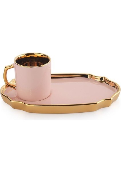 Luxury Goldie 6 Kişilik Kahve Fincan Seti 12 PARÇA-PEMBE02 1 Adet
