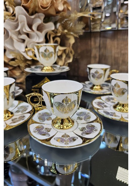 Luxury 6 Kişilik Silindir Model Şık Kahve Fincan Takımı 90 ml 1 Adet