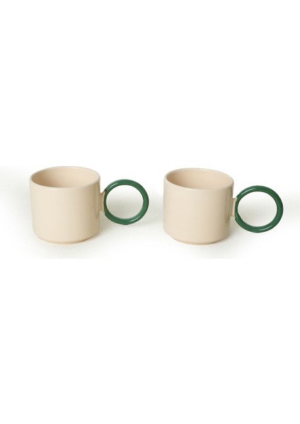 Luxury Stackable Yeşil Halka Kulplu Fincan 8 cm 2 Adet 1 Adet