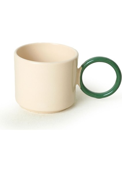 Luxury Stackable Yeşil Halka Kulplu Fincan 8 cm 2 Adet 1 Adet