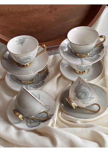 Luxury Türk Kahve Fincanı Grigio 6 Kişilik 12 Parça 1 Adet
