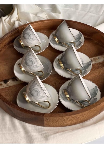 Luxury Türk Kahve Fincanı Grigio 6 Kişilik 12 Parça 1 Adet