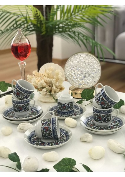 Luxury 6 Kişilik 12 Parça Porselen Türk Kahvesi Fincan Takımı 1 Adet indirimleri