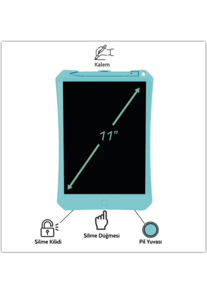 Luxury Xiaomi 11” Mavi LCD Dijital Çizim Tableti Mavi 1 Adet