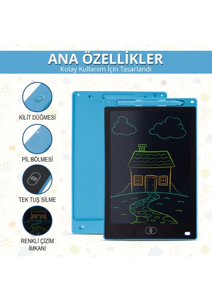 Luxury Çocuk Yazı Tahtası Renkli E-Yazı Tahtası Digital Yazı Tahtası Çizim Tableti 10.5 Inç Ekranlı Kırmızı 1 Adet fırsatları
